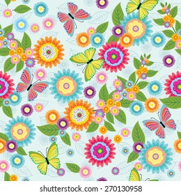 Seamless pattern with flower for and butterfly design fabric,backgrounds, package, wrapping paper, covers, fashion
