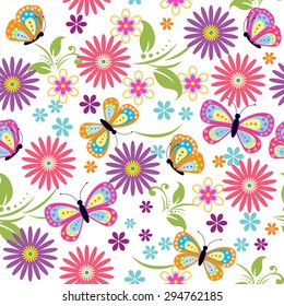 Seamless pattern with flower and butterfly for design fabric,backgrounds, package, wrapping paper, covers, fashion
