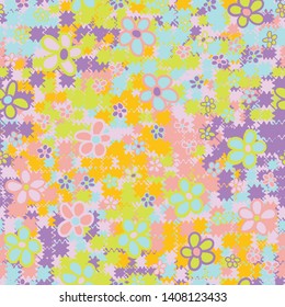 Seamless pattern. Flower camouflage. Fashionable texture. Spring colors. Editable.
