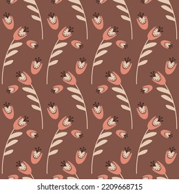 Flor de estampado sin soldadura campanula color beige azul, ilustración vectorial para el diseño