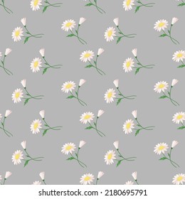 seamless pattern flower cartoon in flat style
