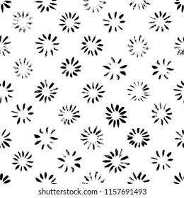 Seamless pattern with flower circles. Imitation of flower petal. Vector textured hand drawn pattern. Abstract background with brush strokes. Geometric abstract ornament.