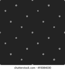 Seamless pattern with flower. Decorative design for eco forest wedding or autumn celebrations. Rustic floral symbols and elements on black chalkboard.