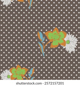 Seamless pattern flower with decorative geometric and abstract elements