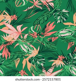 Seamless pattern flower with decorative geometric and abstract elements