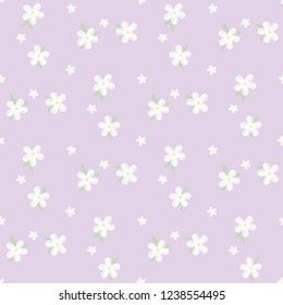 Seamless Pattern of Flower Design on Pastel Violet Background