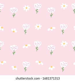Diseño de flores sin problemas en fondo rosa