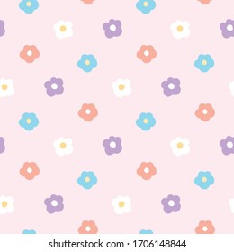 Seamless Pattern of Flower Design on Light Pink Background