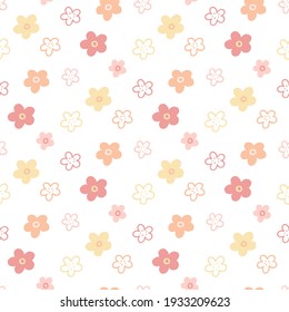 Seamless Pattern with Flower Design on White Background