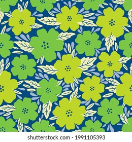 Seamless pattern flower design.Print botanical textile fabric fashion.Modern vintage style.Vector illustration.