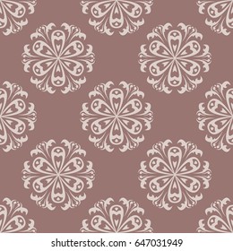 Seamless pattern with flower element. Brown and beige abstract wallpaper