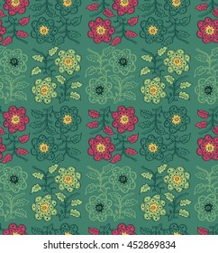 Seamless pattern flower in ethnic style. Vector illustration.