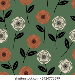 Seamless pattern flower floral illustration botanical simple artistic design spring