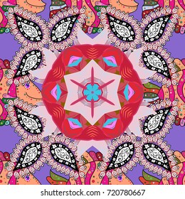 Seamless pattern with flower. Flowers on white, red and black colors. Colour Spring Theme seamless pattern Background. Flat Flower Elements Design.