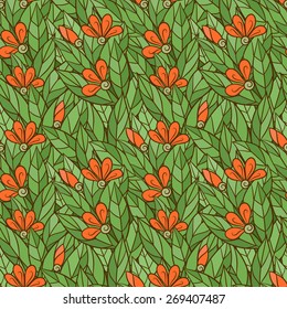 seamless pattern with flower and and foliage elements