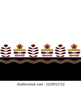 Seamless pattern of flower folk naive ornament