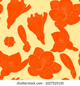 seamless pattern flower freesia kind of iris.  vector illustration