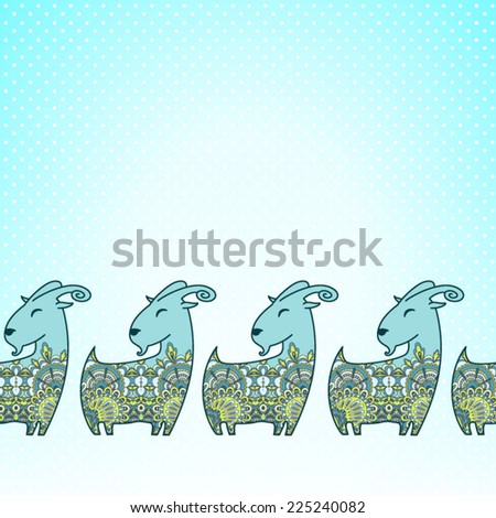 Seamless pattern with flower goat