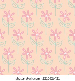 Nahtlose Muster Blume handgezeichnet süße florale Kamille Gänseblüte, Vektorgrafik für Design
