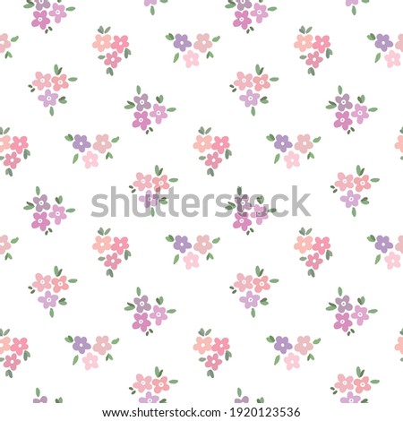Seamless Pattern with Flower Illustration Design on White Background