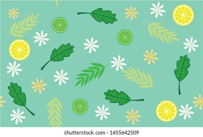 Seamless pattern with flower and leaf colorful. Abstract wallpaper with floral motifs. Modern concept design. Beauitiful background in vector.