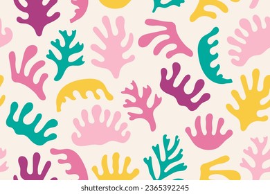 Seamless pattern with flower and leaf in pastel color. Cute doodle with hand draw nature leaf. Design for fabric, toten bag, backdrop, wrapping.