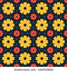 Seamless pattern of flower and leaf vector. spring seamless pattern.
