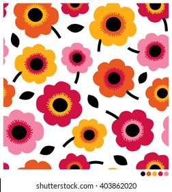 Seamless pattern of flower and leaf vector