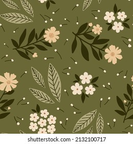 Seamless pattern flower and leaves  for background, textile, fabric or wallpaper