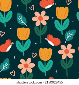nahtlose Muster Blume und Blätter. botanische Tapete für Stoffdruck, Stoffdruck