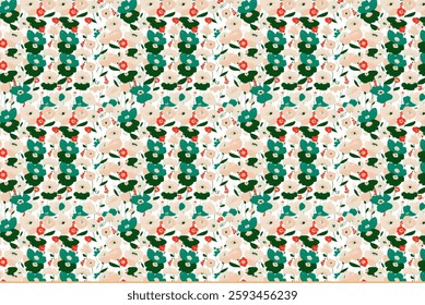 seamless pattern with flower leaves and branches illustration background textile texture print art design motif.