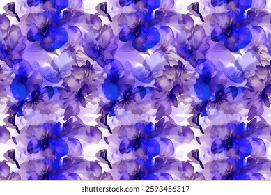 seamless pattern with flower leaves and branches illustration background textile texture print art design motif.