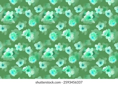 seamless pattern with flower leaves and branches illustration background textile texture print art design motif.