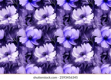 seamless pattern with flower leaves and branches illustration background textile texture print art design motif.