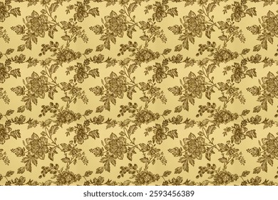 seamless pattern with flower leaves and branches illustration background textile texture print art design motif.