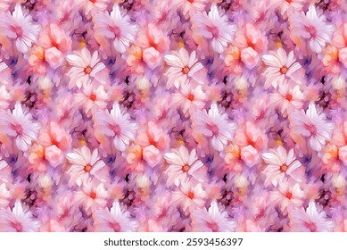 seamless pattern with flower leaves and branches illustration background textile texture print art design motif.