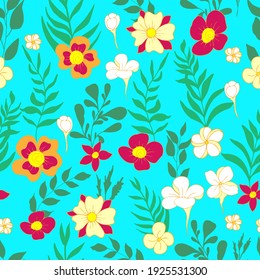seamless pattern flower and leaves illustration