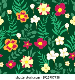 seamless pattern flower and leaves illustration
