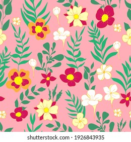 seamless pattern flower and leaves illustration