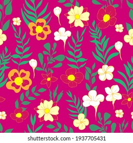 seamless pattern flower and leaves illustration