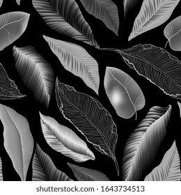 Seamless pattern with flower and leaves of peonies. Tropical flowers vector illustration. EPS 10