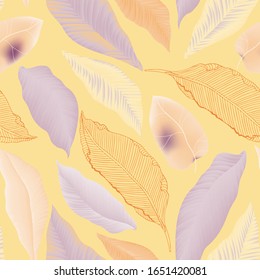 Seamless pattern with flower and leaves of peonies. Tropical flowers vector illustration. EPS 10