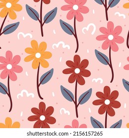 seamless pattern flower and leaves. plant wallpaper for textile, fabric print
