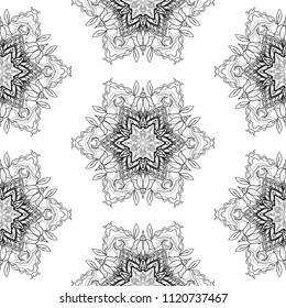Seamless pattern Flower Mandala. Vintage decorative elements. Oriental pattern, vector illustration on white background.