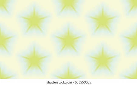 Seamless pattern. Flower motifs. Soft color transitions. Arrangement of elements as in honeycomb. Pale yellow, blue, green tones.