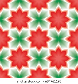 Seamless pattern.  Flower motifs. White, red, green.