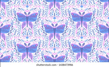 Seamless pattern flower. Nature folk ornament. Ethno boho style.Hand drawing. Vector illustration.