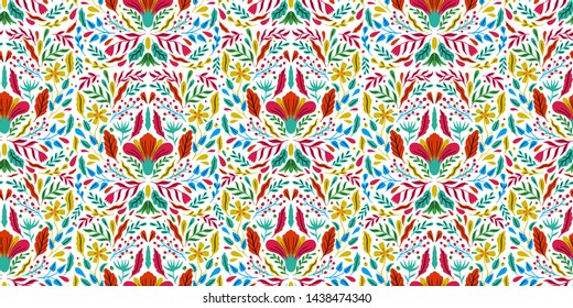 Seamless pattern flower. Nature folk ornament. Ethno boho style.Hand drawing. Vector illustration.