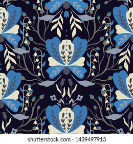 Seamless pattern flower. Nature folk ornament. Ethno boho style.Hand drawing. Vector illustration.