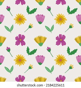 Seamless pattern with flower on white background. Perfect for decorating prints for fabric, wallpaper, textiles, clothes. Vector graphics.